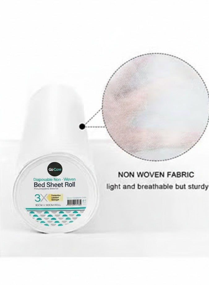 جوكير لفافة سرير غير منسوجة بيضاء 80×180 سم، 50 ورقة من لفة واحدة لسرير السبا، غطاء سرير يمكن التخلص منه، لفافة ورق طاولة التدليك للتدليك والسبا وطاولات فحص الوشم - Image 1