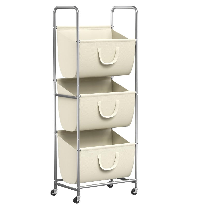 ELYKEN 120L Vertical Rolling Laundry Hamper with Removable Bags, 3 Section Laundry Baskets with Wheels, Space-Saving 3 Tier Laundry Sorter for Small Spaces, Dorm, Bedroom, Bathroom, Laundry Room - Image 1