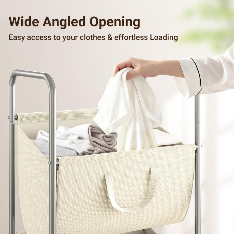 ELYKEN 120L Vertical Rolling Laundry Hamper with Removable Bags, 3 Section Laundry Baskets with Wheels, Space-Saving 3 Tier Laundry Sorter for Small Spaces, Dorm, Bedroom, Bathroom, Laundry Room - Image 4