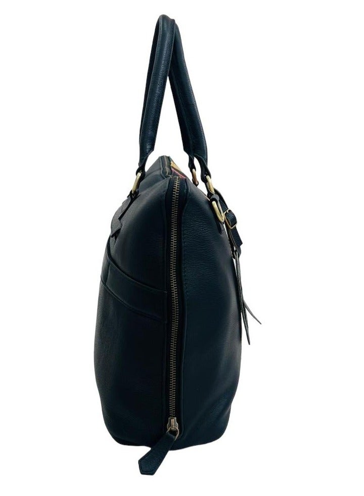 L A LA Leather Tote Bag with Striped Pattern  - Image 3