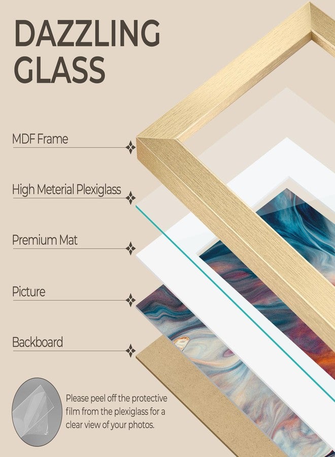 أوير مجموعة إطارات صور AUEAR، مقاس 6x8، مكونة من 3 قطع، مع إطار داخلي لمقاس 4x6 أو 6x8 بدون إطار داخلي، إطارات صور من الخشب المصنّع مع زجاج شبكي، للعرض على الحائط أو سطح الطاولة (ذهبي) - Image 3