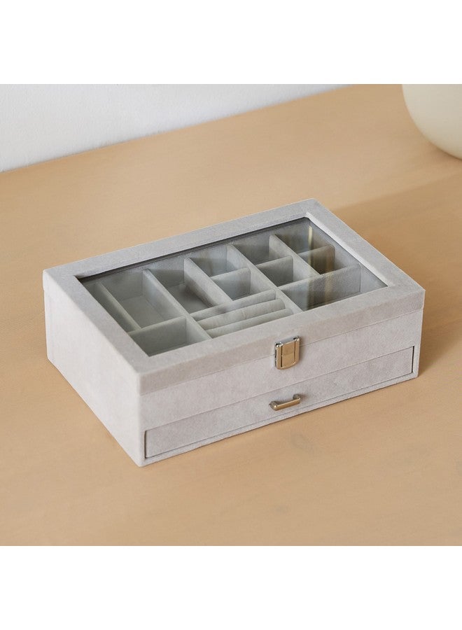 Home Box منظم مجوهرات قماش قطني من مستويين 30 × 10 × 20 سم - Image 4