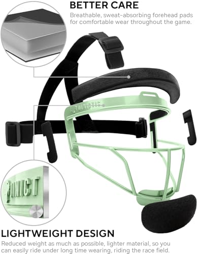 Dinictis Softball Face Mask, Lightweight, Comfortable, with Wide Field Vision, Durable and Safe Face Guards, Premium Protective Softball Fielder's Mask-Apple Green-Child(S) - Image 3