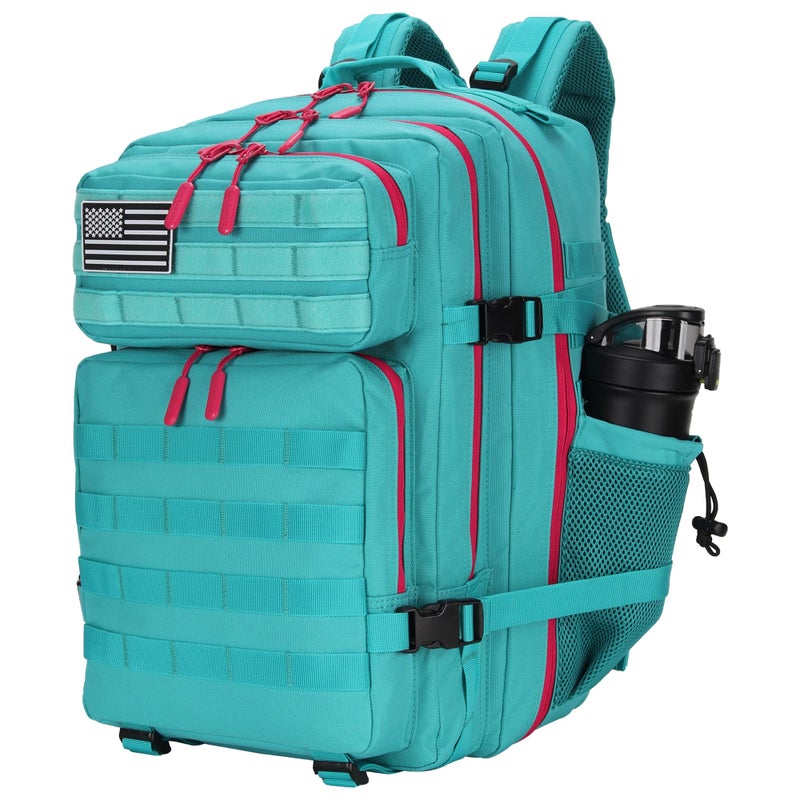 Lovelinks21 25L Tactical Military Backpack Small Travel Rucksack for Men and Women Assault Pack Bug Out Bag Molle Daypack Gym Backpack with Bottle Holder (Neon Teal) - Image 1