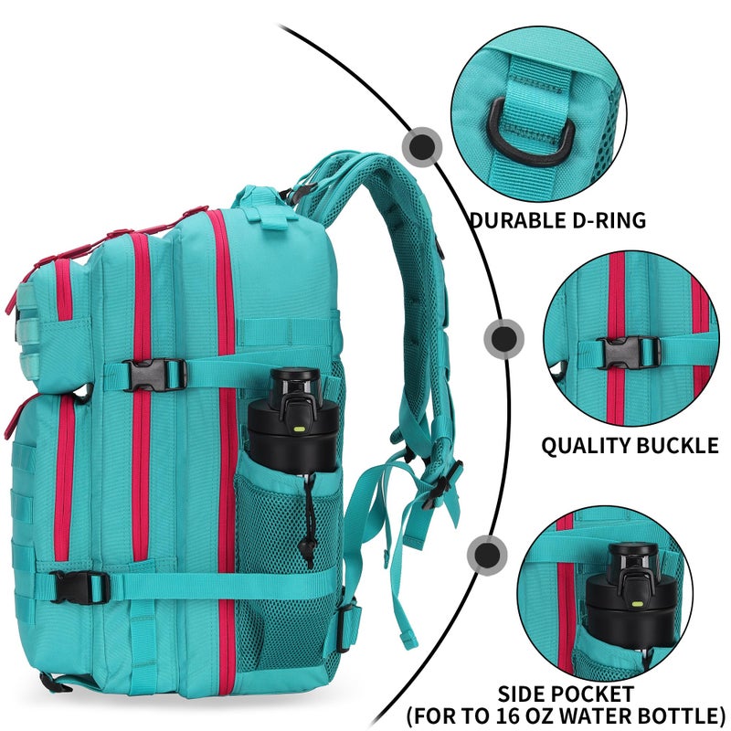 Lovelinks21 25L Tactical Military Backpack Small Travel Rucksack for Men and Women Assault Pack Bug Out Bag Molle Daypack Gym Backpack with Bottle Holder (Neon Teal) - Image 5