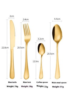 wowofa 24 Pieces Cutlery Set with Holding Stand, Stainless steel material， Including Knife,Fork,Spoon,Teaspoon (Golden)，Suitable for 6 people, household kitchen dining table utensils, dinner use, dishwasher safety，Convenient storage  - Image 3