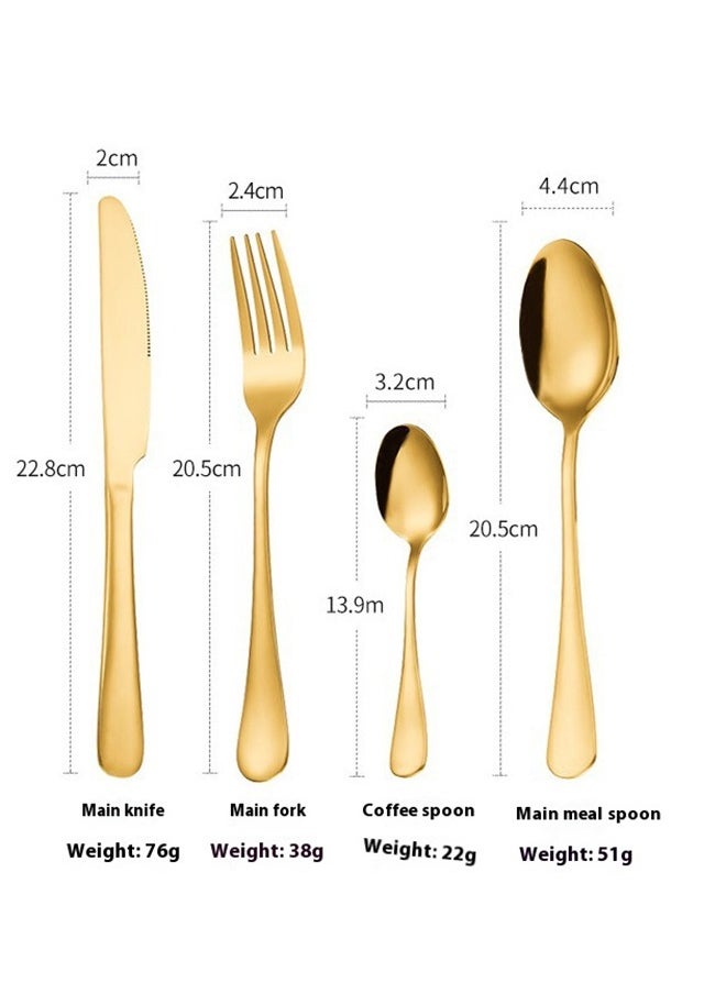 wowofa 24 Pieces Cutlery Set with Holding Stand, Stainless steel material， Including Knife,Fork,Spoon,Teaspoon (Golden)，Suitable for 6 people, household kitchen dining table utensils, dinner use, dishwasher safety，Convenient storage  - Image 3