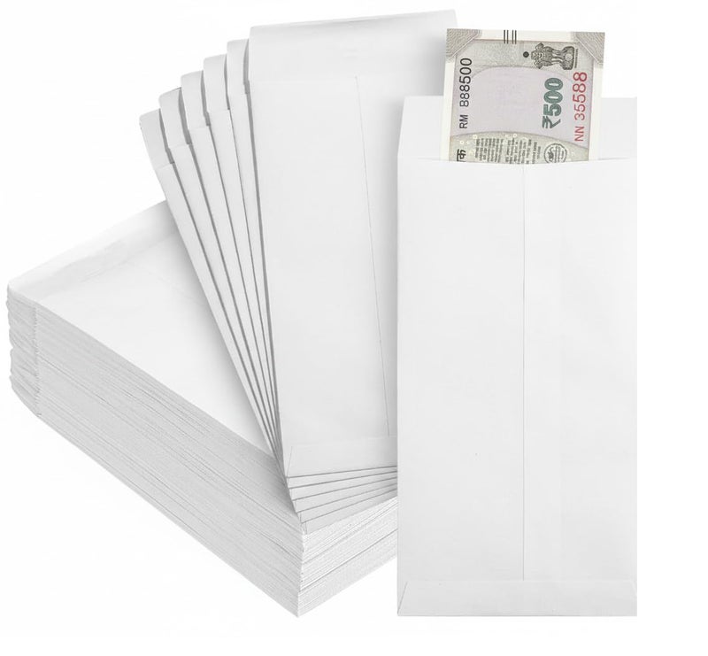 AccuPrints White Cheque Size Paper envelope,Thickness - 100 gsm,Size 4.5 X 10 inch,100 Pieces - Image 1