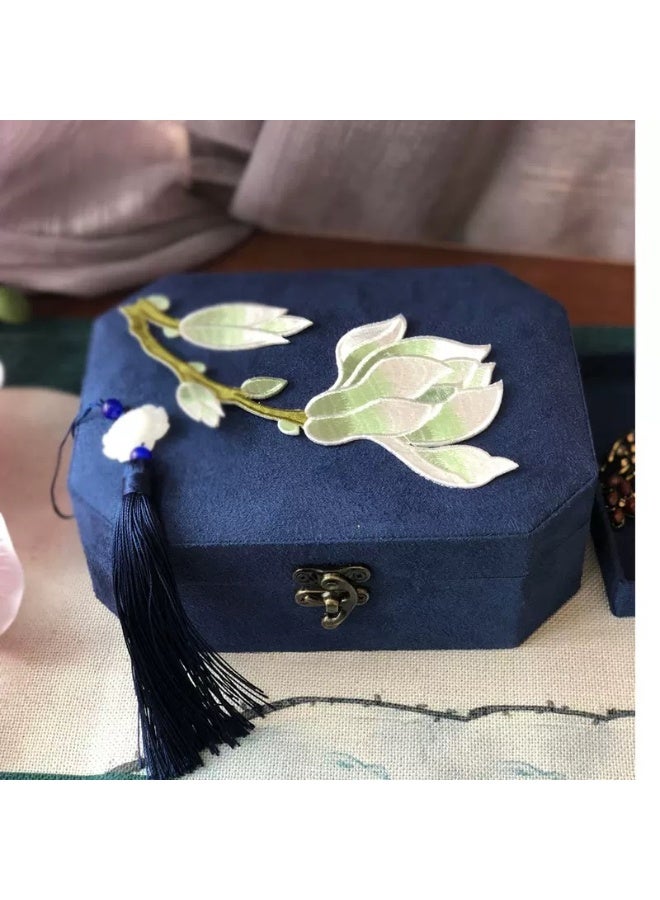 MAGNISHAN Japanese Style Orchid Double Layer Jewelry Box Portable Storage Case for Earrings Rings and Necklaces - Image 1