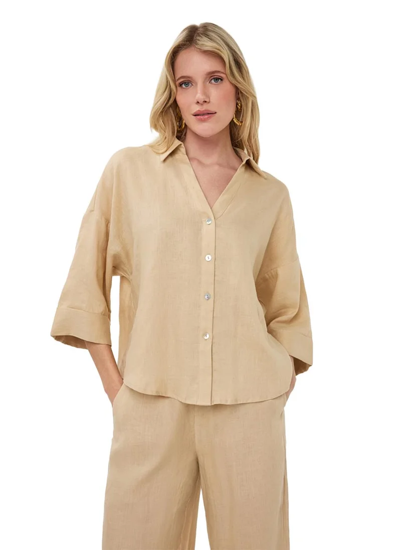 EsQualo Esqualo Linen Blouse Turn Up