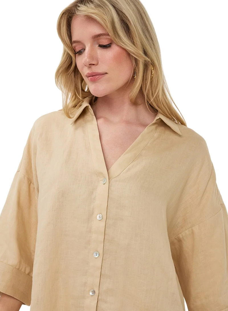 قرش Esqualo Linen Blouse Turn Up