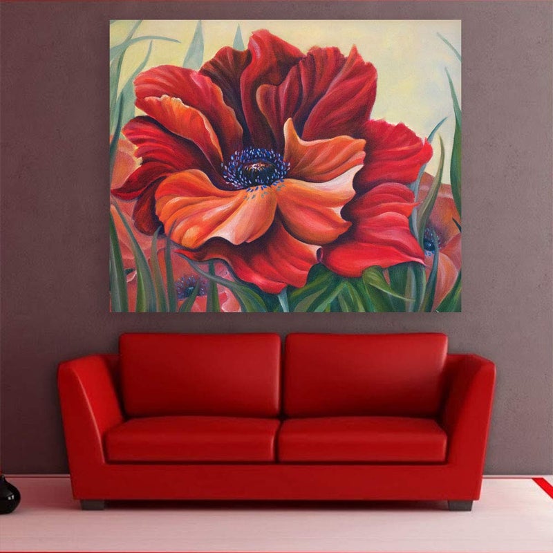 Inephos Inephos Wood Floral Painting Multicolour Abstract 85cm X 70cm 