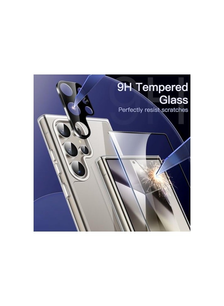 جي تيك حافظة JETech 5 في 1 لهاتف Samsung Ga laxy S24 Ultra 5G مع عبوتين لكل واقي شاشة من الزجاج المقوى وواقي عدسة الكاميرا، غطاء هاتف ممتص للصدمات غير أصفر اللون (شفاف) - Image 5