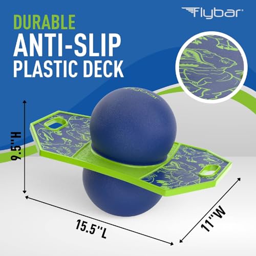 Flybar Pogo Trick Ball for Kids, Trick Bounce Board for Boys and Girls Ages 6+, Up to 160 lbs, Includes Pump, Easy to Carry Handle, Durable Plastic Deck Indoor, Outdoor Toy Pogo Jumper (Dino) - Image 5