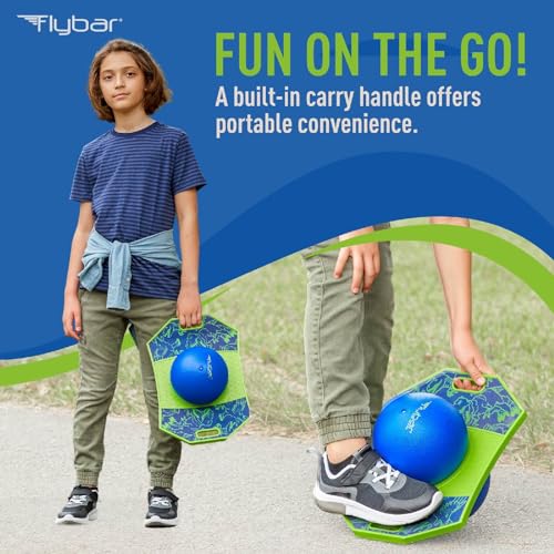 Flybar Pogo Trick Ball for Kids, Trick Bounce Board for Boys and Girls Ages 6+, Up to 160 lbs, Includes Pump, Easy to Carry Handle, Durable Plastic Deck Indoor, Outdoor Toy Pogo Jumper (Dino) - Image 2