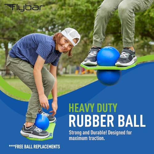 Flybar Pogo Trick Ball for Kids, Trick Bounce Board for Boys and Girls Ages 6+, Up to 160 lbs, Includes Pump, Easy to Carry Handle, Durable Plastic Deck Indoor, Outdoor Toy Pogo Jumper (Dino) - Image 3