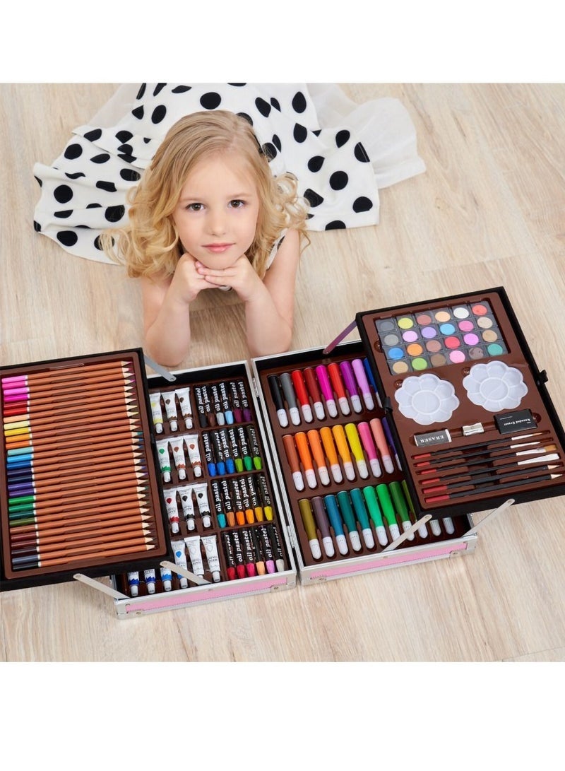 Bukela 145-Piece Art Supplies Set, Portable Drawing Art Kits Include Water Color Crayon, Oil Pastels, Sketch Pencil, Eraser and More, Deluxe Art Drawing Set for Beginner and Serious Artists (Pink) - Image 3