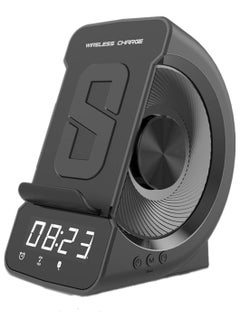 Fast Wireless Charger with Bluetooth Speaker Alarm Clock | Wireless Charging Stand Compatible with iPhone, Galaxy Note, Android Phones | Qi-Certified 10W Charger | Dual Alarm | FM Radio & Night Light