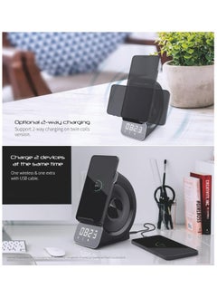 Generic Fast Wireless Charger with Bluetooth Speaker Alarm Clock | Wireless Charging Stand Compatible with iPhone, Galaxy Note, Android Phones | Qi-Certified 10W Charger | Dual Alarm | FM Radio & Night Light  - Image 3