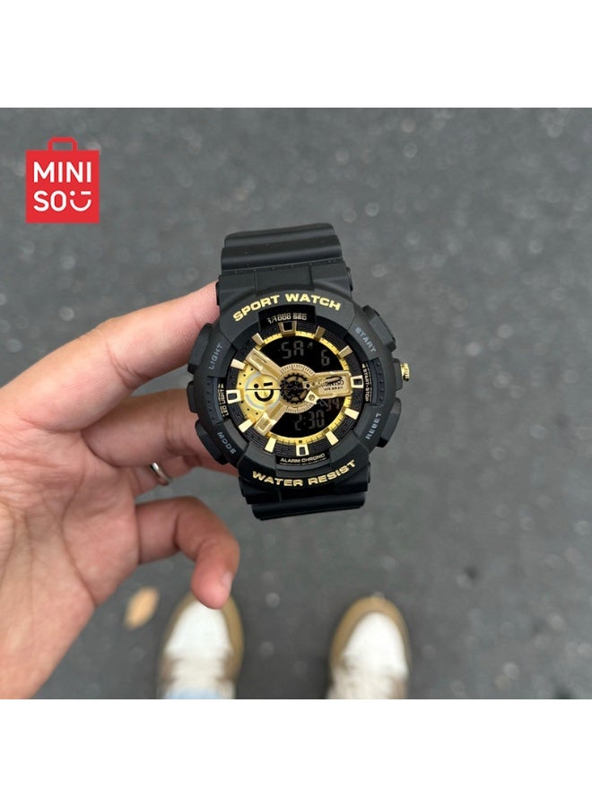 Miniso Men’s Digital Wristwatch 6006 – Black Gold, 50M Waterproof, Rubber Strap, 50mm Case, Stylish Casual & Sports Watch - Image 3