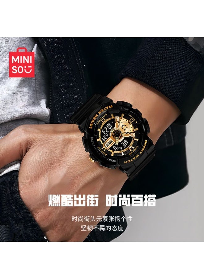 Miniso Men’s Digital Wristwatch 6006 – Black Gold, 50M Waterproof, Rubber Strap, 50mm Case, Stylish Casual & Sports Watch - Image 5