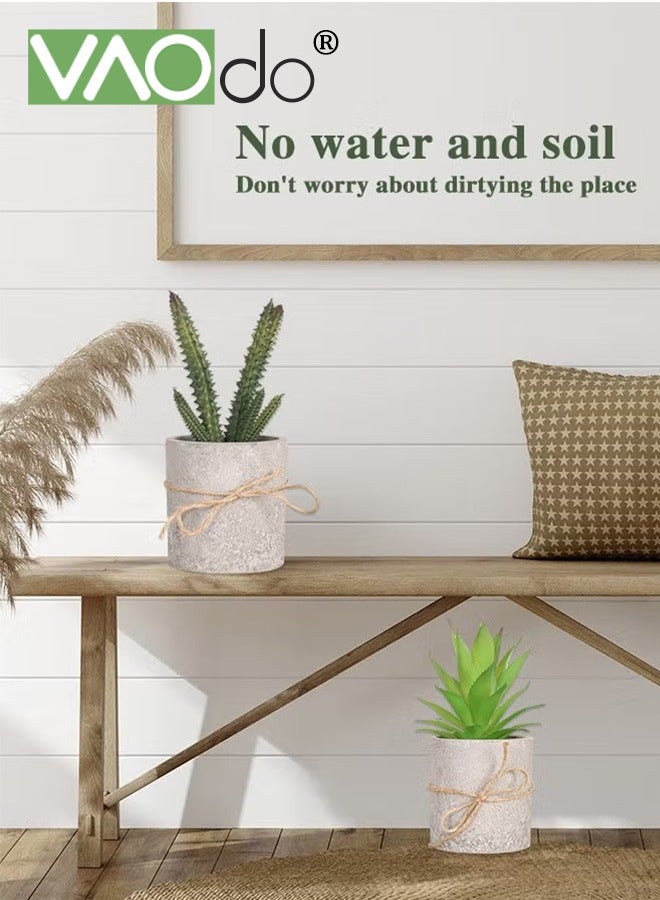 فاو دو 3 قطع من النباتات الاصطناعية، نباتات اصطناعية صغيرة، نباتات صناعية صغيرة بوعاء نباتات بلاستيكية صغيرة داخلية لتزيين المنزل والمزرعة والمكتب والمقهى - Image 2