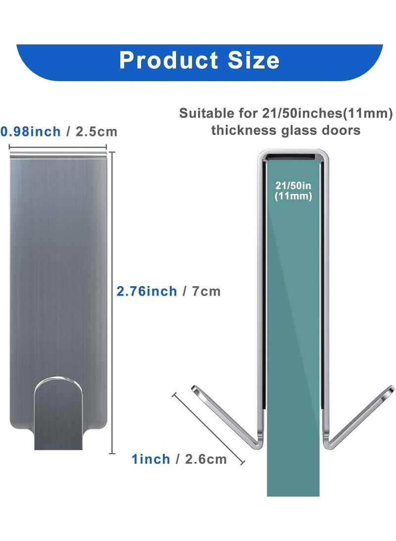 2 Packs Shower Door Hooks, Shower Hooks for Towels, Heavy Duty Drilling-Free, Double Sided Showers Towel Hooks, Over The Door Towel Hooks, for Bathroom Frameless Glass Showers Door - Image 2