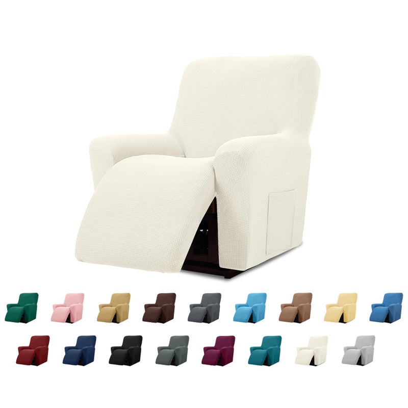 Cupuamon Recliner Chair Covers,Lazy Boy Recliner Covers Stretch Reclining Covers 1 Piece Furniture Protector with Elastic Bottom for Dog,Kids-Beige - Image 1