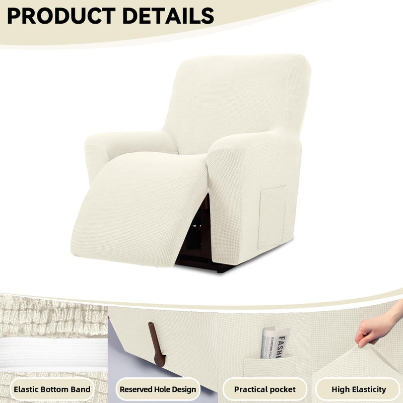 Cupuamon Recliner Chair Covers,Lazy Boy Recliner Covers Stretch Reclining Covers 1 Piece Furniture Protector with Elastic Bottom for Dog,Kids-Beige - Image 4
