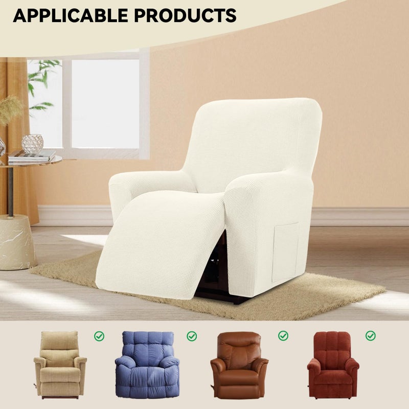 Cupuamon Recliner Chair Covers,Lazy Boy Recliner Covers Stretch Reclining Covers 1 Piece Furniture Protector with Elastic Bottom for Dog,Kids-Beige - Image 5