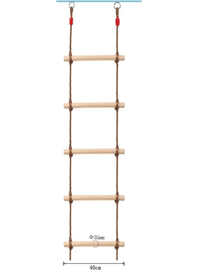 Rainbow Toys سلم تسلق خشبي من RBWTOYS، سلم تسلق خشبي مكون من ست مراحل للترفيه والتمرين، حبل معلق، أرجوحة لعب خارجية للأطفال - Image 2