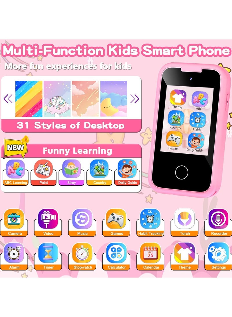 general Girls Toys for Kids Smartphone, 2.8 inch Touch Screen Toddler Learning Phone with Dual Camera, Games, Music Player, 8G SD Card - Image 3