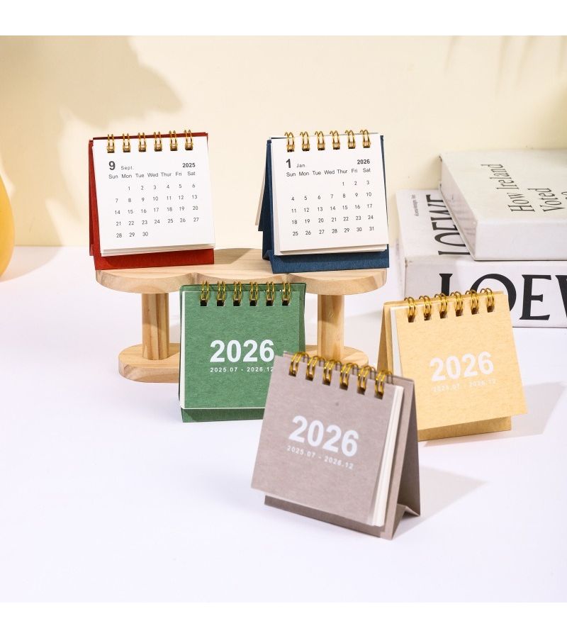 5 Random Minimalist Mini Desk Calendars 2026 Monthly Planners Golden Coil Tear Off Office Desk Decor - Image 5