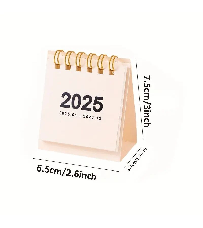 5 Random Minimalist Mini Desk Calendars 2026 Monthly Planners Golden Coil Tear Off Office Desk Decor - Image 3