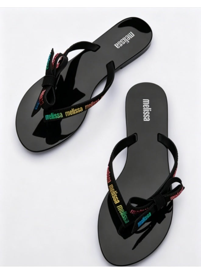 Melissa Flat Minimalist Bow Letter‑Print Flip‑Flops for Women - Image 2