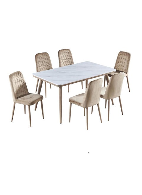 Marble dining table with 6 chairs