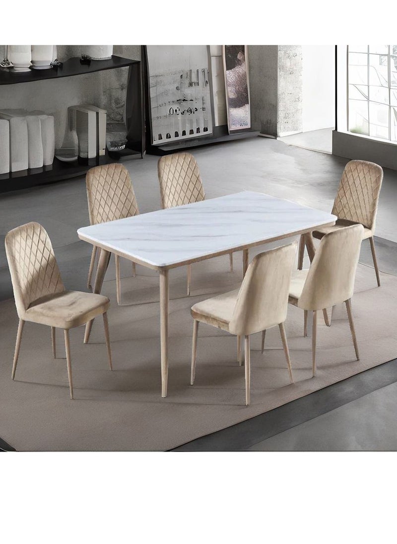 Marble dining table with 6 chairs