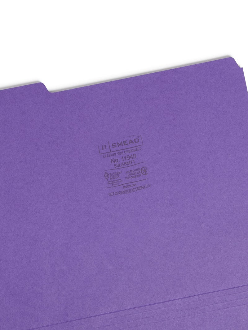 Smead Standard File Folders, 100 Count, Assorted Jewel Tone Colors, 1/3-Cut Tabs, Letter Size (11948) - Image 3