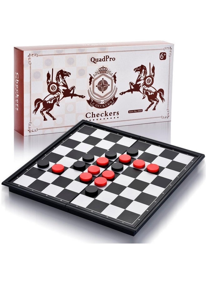 QuadPro Magnetic Travel Checkers Board Game Set With Folding Board Family Educational Toys For Kids And Adults - Image 1