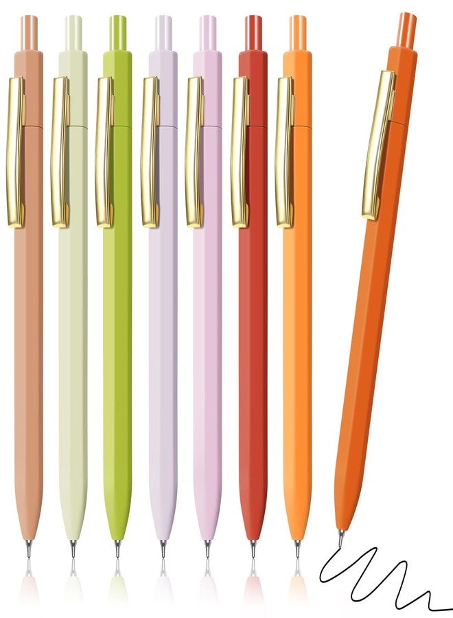 Piochoo Pens Ballpoint Black Ink,8pcs Retractable Pens for Office Supplies,0.7mm Medium Point Ball Point Pen for Women - Image 1