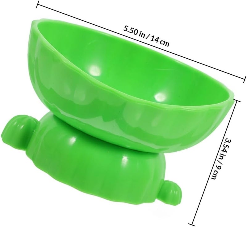 GALPADA Cactus Shaped Elevated Pet Feeding Bowl for Cats and Dogs, Tilted Plastic Water and Food Dish, 1pcs Green Slanted Cat Bowl for Indoor Use - Image 2