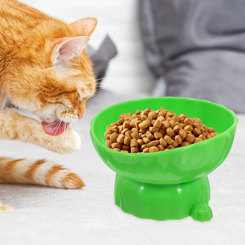 GALPADA Cactus Shaped Elevated Pet Feeding Bowl for Cats and Dogs, Tilted Plastic Water and Food Dish, 1pcs Green Slanted Cat Bowl for Indoor Use - Image 5