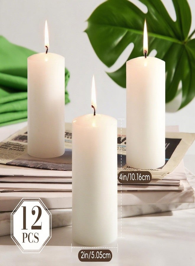 MOSROAD White Pillar Candles - 12 Packs Unscented Wax Pillar Candle, Long-Lasting 30 Hour Burn Time, 2x4 Inch, Elegant Decorative White Candles for Weddings, Centerpiece, Home Decor - Image 3