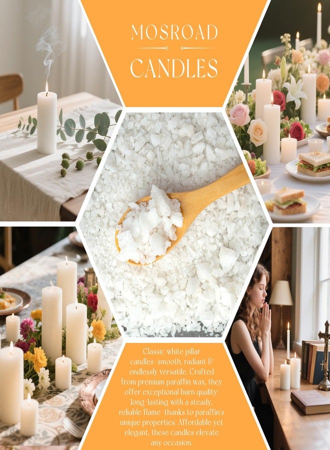 MOSROAD White Pillar Candles - 12 Packs Unscented Wax Pillar Candle, Long-Lasting 30 Hour Burn Time, 2x4 Inch, Elegant Decorative White Candles for Weddings, Centerpiece, Home Decor - Image 5