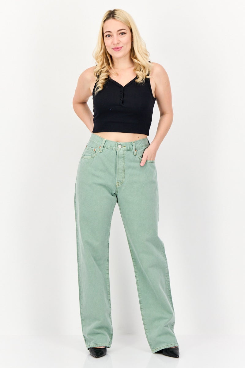 Levi's Women Regular Fit Solid Non-Stretchable Jeans, Light Green  - Image 3