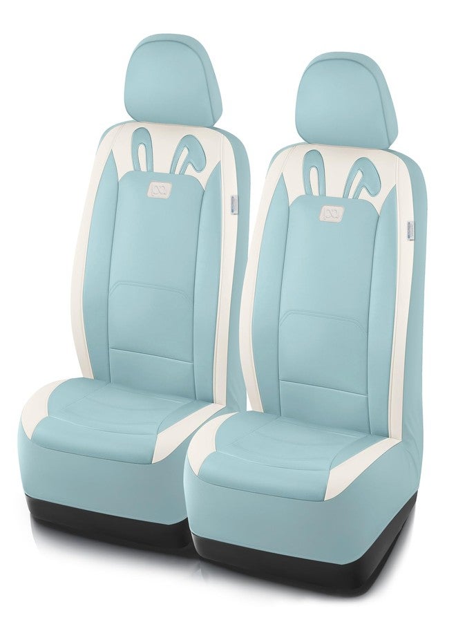 PIC AUTO Car Seat Covers, Cute Rabbit Premium Blue Leather Seat Covers, Universal Fit Front Seat Covers for Cars, Trucks, SUVs, Soft & Wear-Resistant Auto Interior Protection with Airbag-Compatible - Image 1