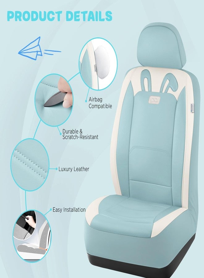 PIC AUTO Car Seat Covers, Cute Rabbit Premium Blue Leather Seat Covers, Universal Fit Front Seat Covers for Cars, Trucks, SUVs, Soft & Wear-Resistant Auto Interior Protection with Airbag-Compatible - Image 3