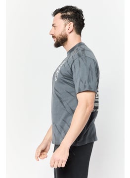 Reebok Men Sportswear Fit Short Sleeves Running T-Shirt, Charcoal  - Image 3