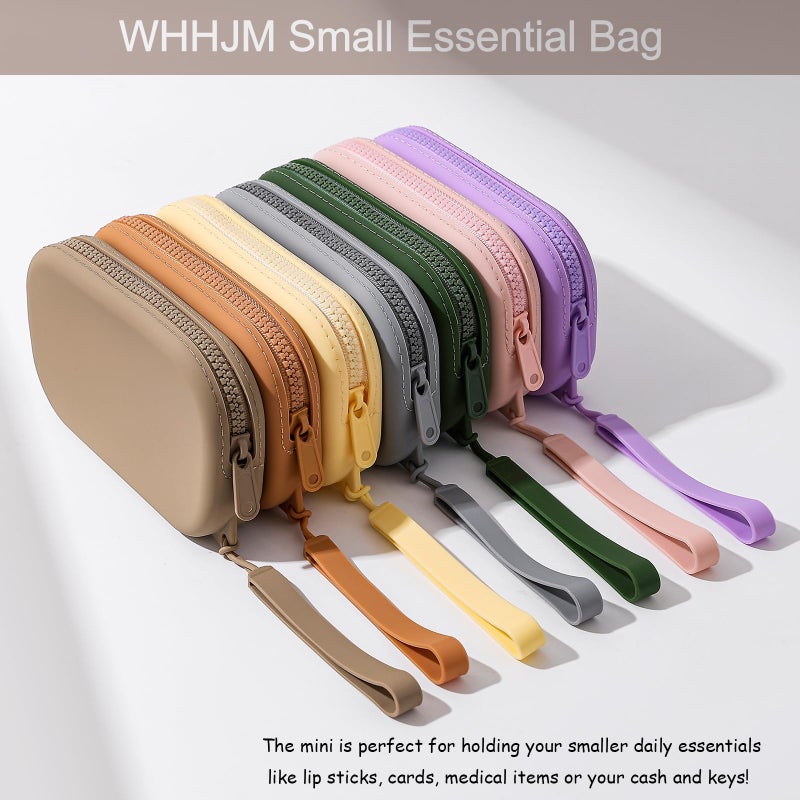 WHHJM Small Silicone Multifunctional Essential Bag Portable Travel Makeup Bag for Women Men Cards Cash Bag Zipper Pouch (Green) - Image 5