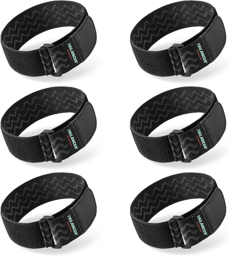Trilancer Elastic Cinch Straps with Anti-Slip Strips, 14 "x 2" (6 Pack) Multipurpose Hook and Loop Bundling Straps for Hose, Cords, Bike, Luggage, Camping, Yoga Mats - Image 1